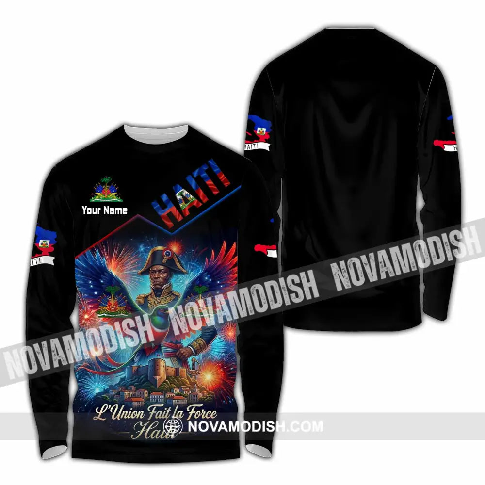 Unisex Shirt - Custom Haiti L’Union Fait La Force Shirt - Long Sleeve Shirt / S - T-shirt