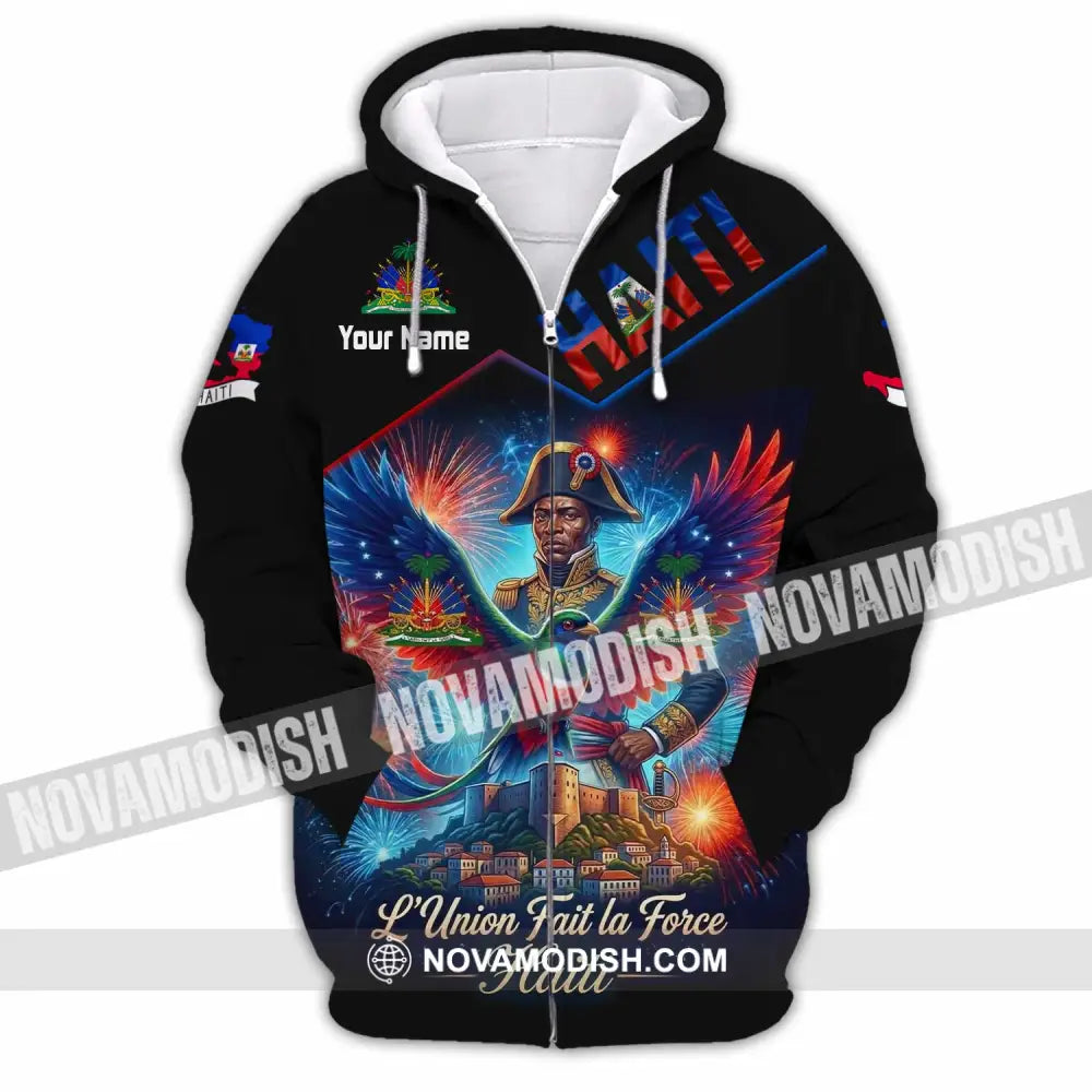 Unisex Shirt - Custom Haiti L’Union Fait La Force Shirt - Zipper Hoodie / S - T-shirt
