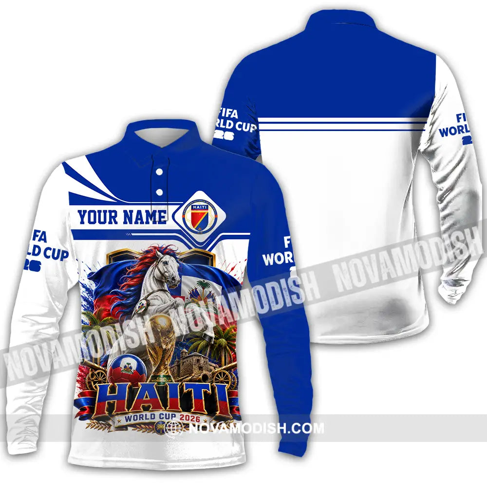 Unisex Shirt - Custom Haiti World Cup 2026 Shirt - Long Sleeve Polo / S - T-shirt