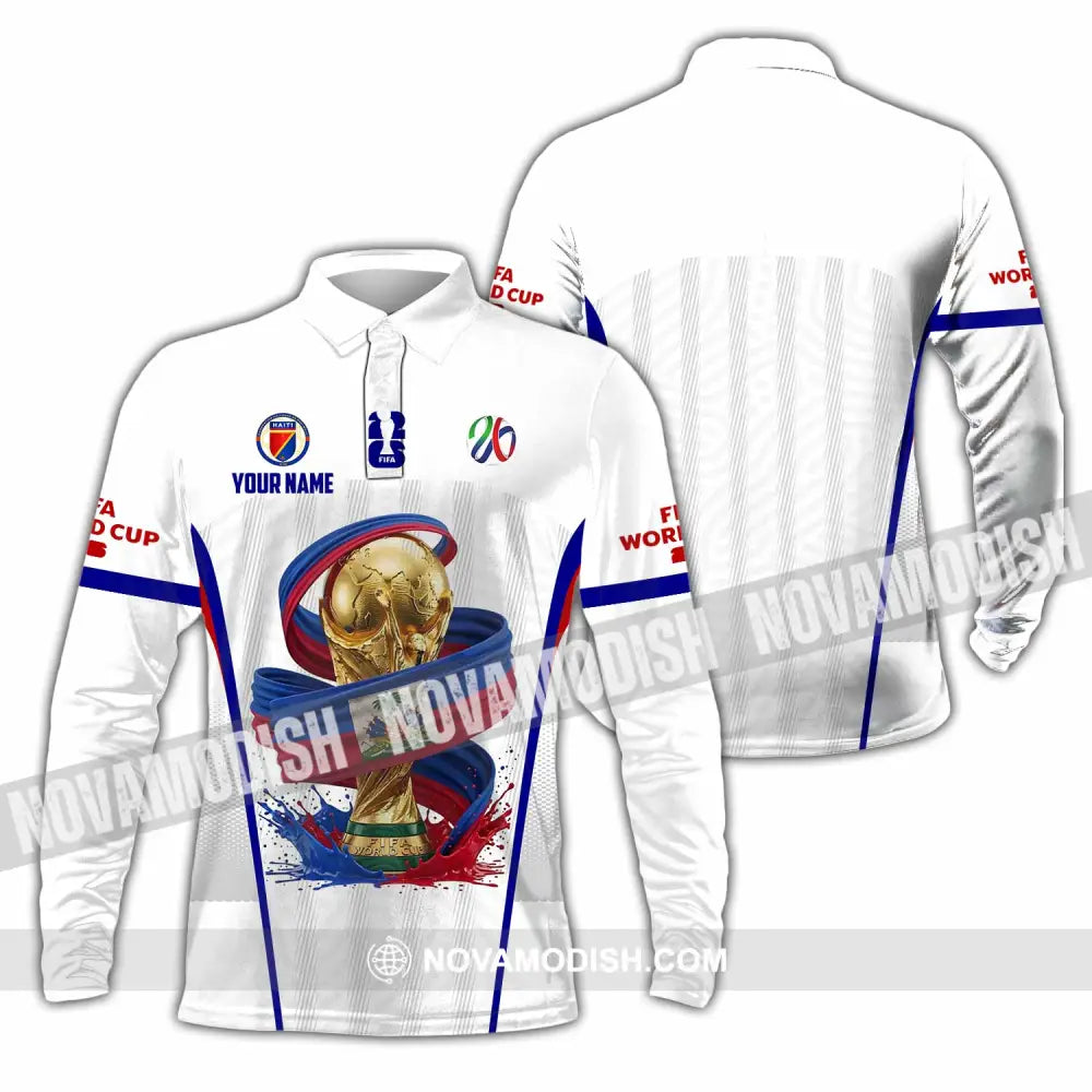 Unisex Shirt - Custom Haiti World Cup 2026 Shirt - Long Sleeve Polo / S - T-shirt