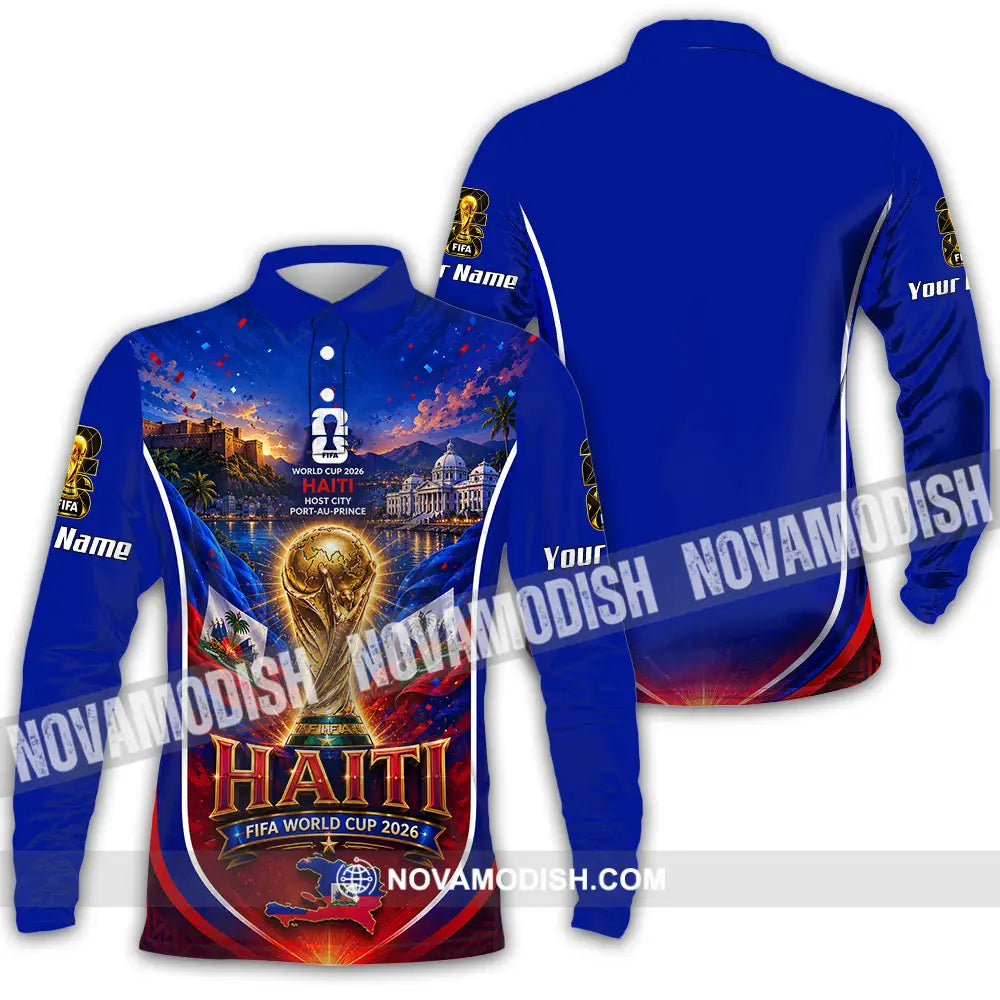 Unisex Shirt - Custom Haiti World Cup 2026 Shirt - Long Sleeve Polo / S - T-shirt