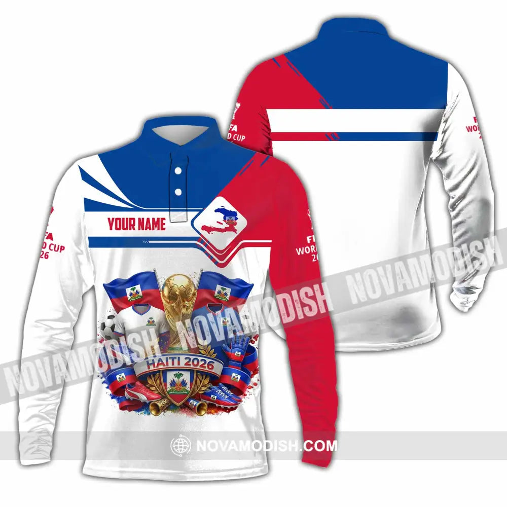 Unisex Shirt - Custom Haiti World Cup 2026 Shirt - Long Sleeve Polo / S - T-shirt