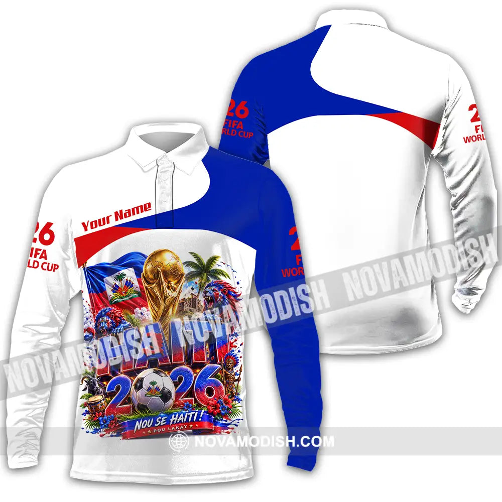 Unisex Shirt - Custom Haiti World Cup 2026 Shirt - Long Sleeve Polo / S - T-shirt