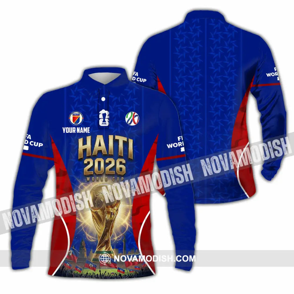 Unisex Shirt - Custom Haiti World Cup 2026 Shirt - Long Sleeve Polo / S - T-shirt