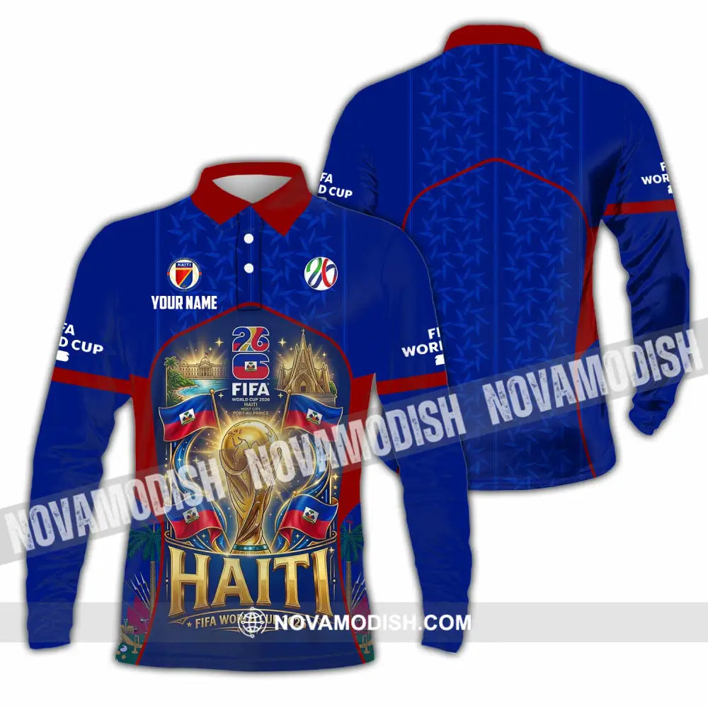 Unisex Shirt - Custom Haiti World Cup 2026 Shirt - Long Sleeve Polo / S - T-shirt