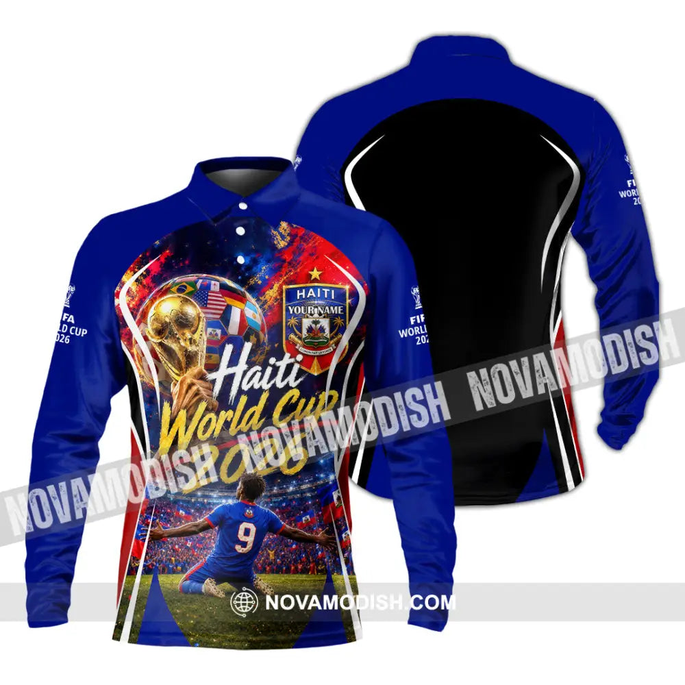 Unisex Shirt - Custom Haiti World Cup 2026 Shirt - Long Sleeve Polo / S - T-shirt