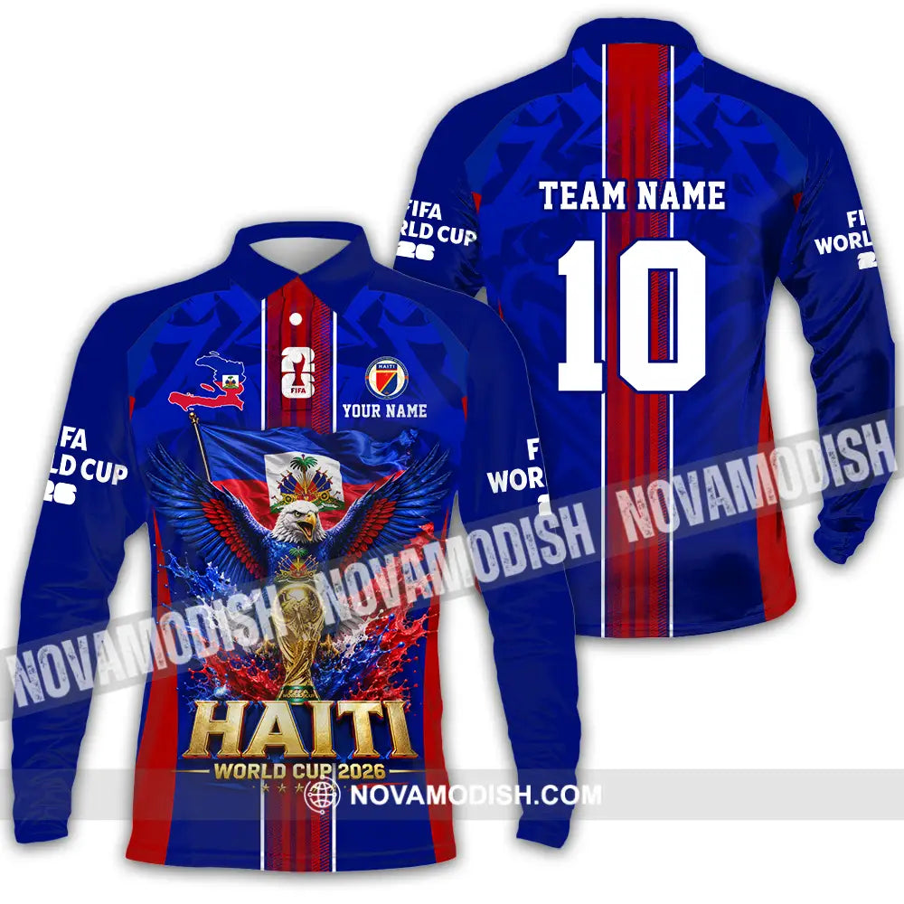 Unisex Shirt - Custom Haiti World Cup 2026 Shirt - Long Sleeve Polo / S - T-shirt