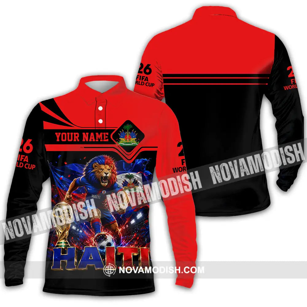 Unisex Shirt - Custom Haiti World Cup 2026 Shirt - Long Sleeve Polo / S - T-shirt