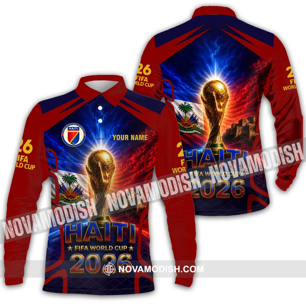 Unisex Shirt - Custom Haiti World Cup 2026 Shirt - Long Sleeve Polo / S - T-shirt