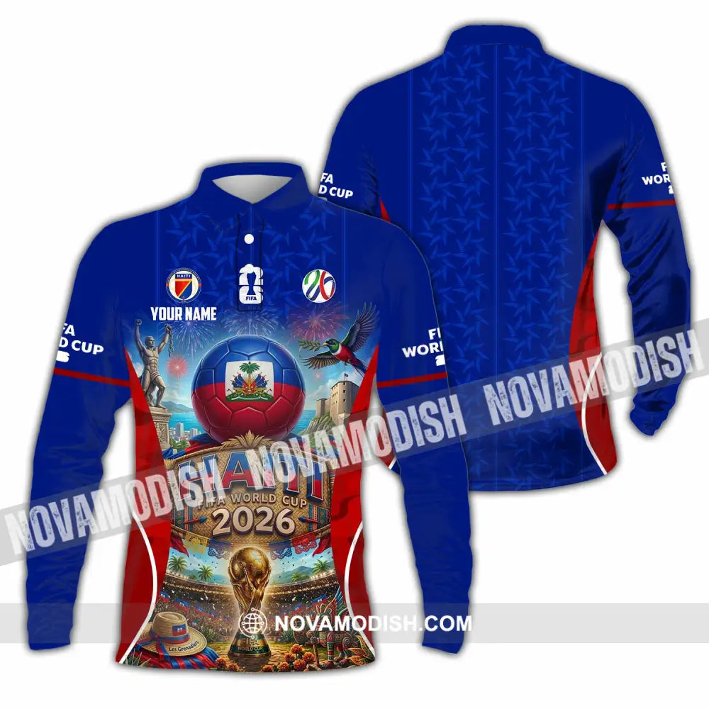 Unisex Shirt - Custom Haiti World Cup 2026 Shirt - Long Sleeve Polo / S - T-shirt