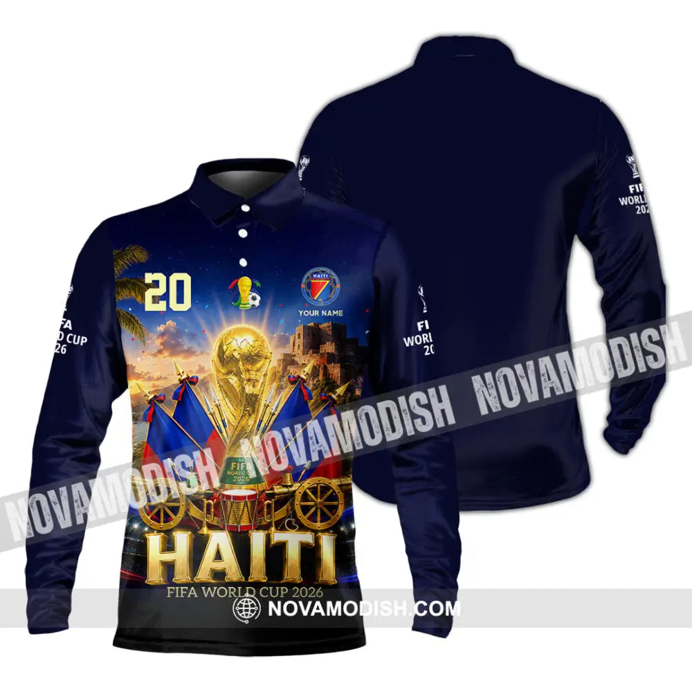 Unisex Shirt - Custom Haiti World Cup 2026 Shirt - Long Sleeve Polo / S - T-shirt