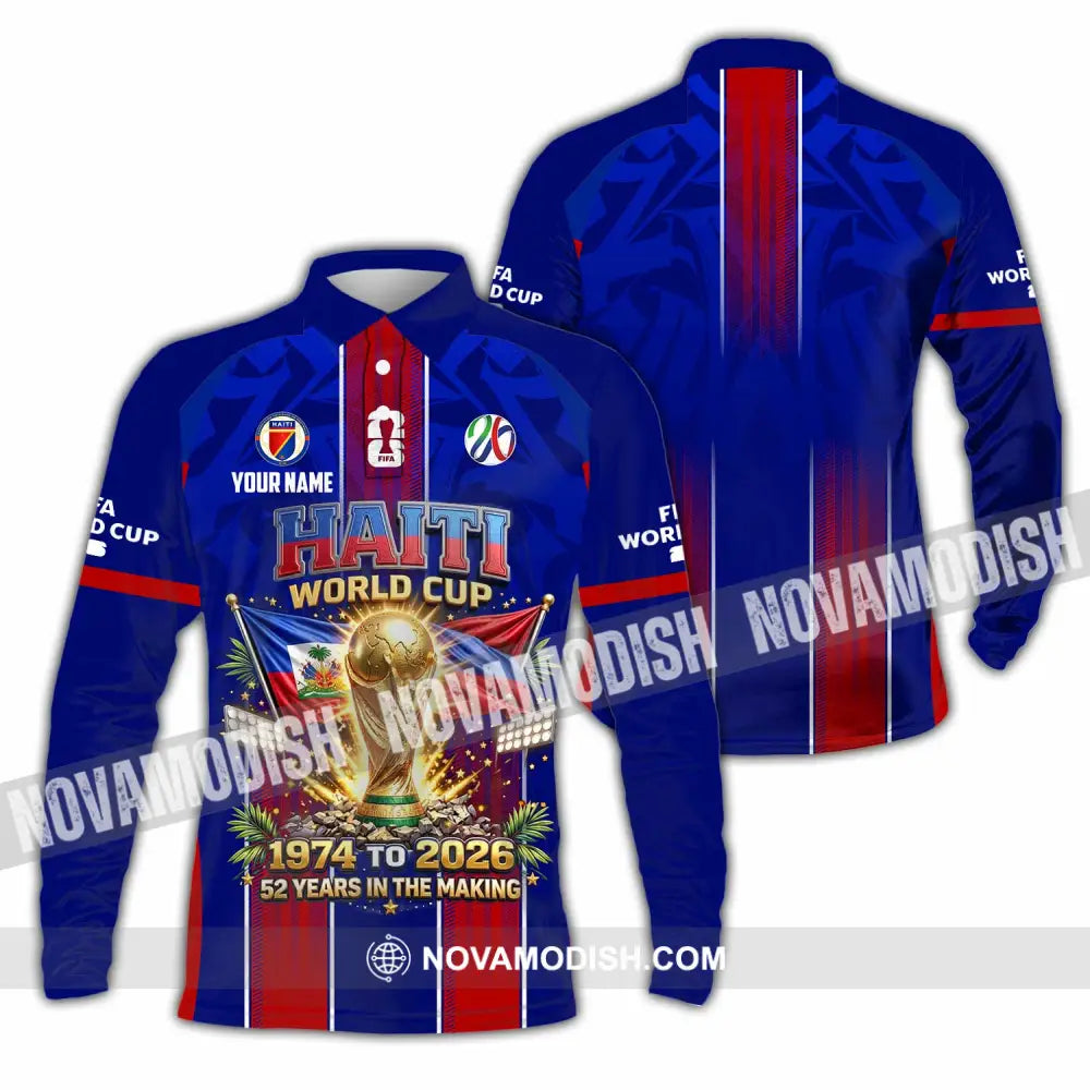 Unisex Shirt - Custom Haiti World Cup 2026 Shirt - Long Sleeve Polo / S - T-shirt
