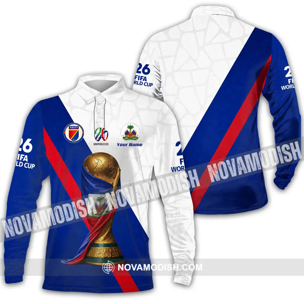 Unisex Shirt - Custom Haiti World Cup 2026 Shirt - Long Sleeve Polo / S - T-shirt