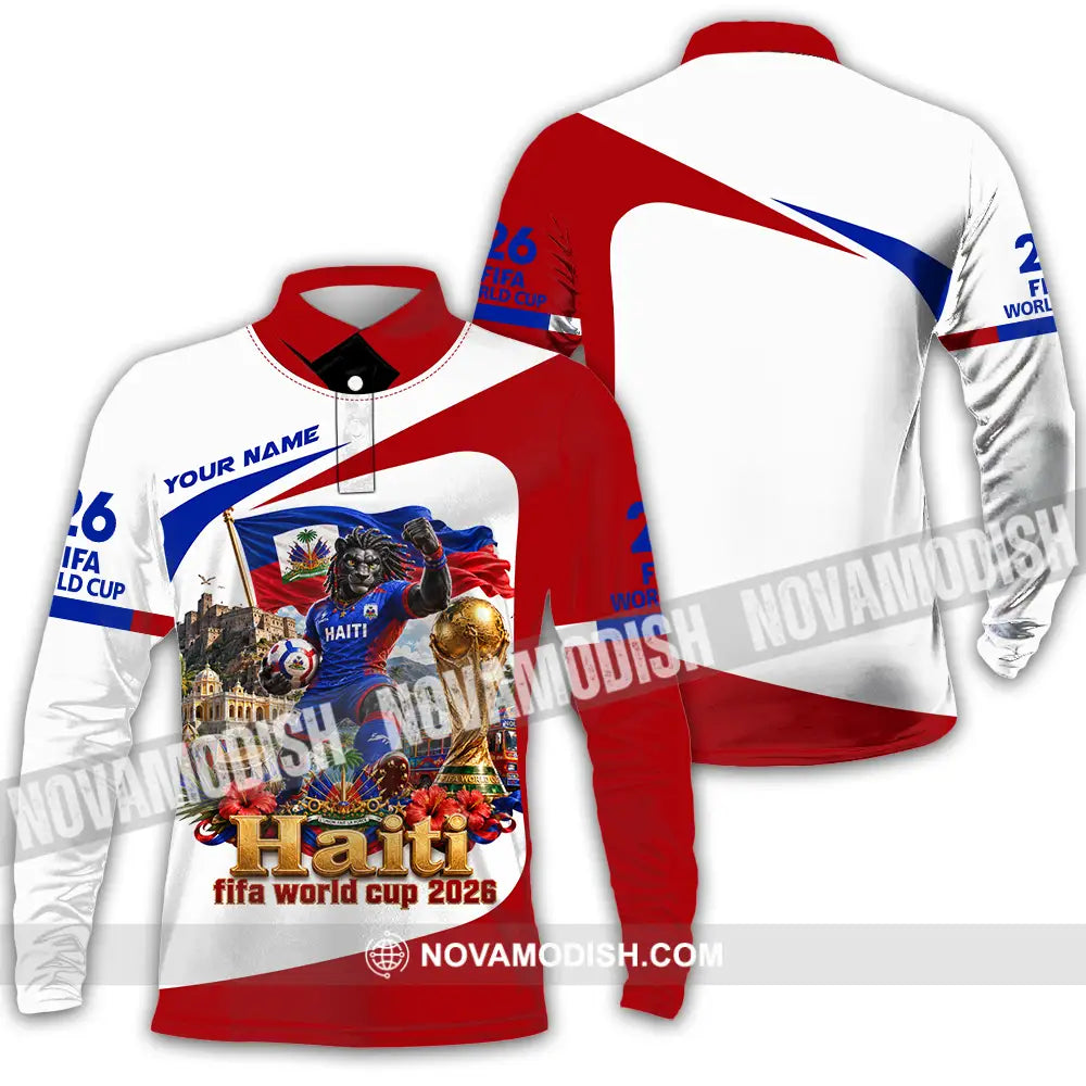 Unisex Shirt - Custom Haiti World Cup 2026 Shirt - Long Sleeve Polo / S - T-shirt