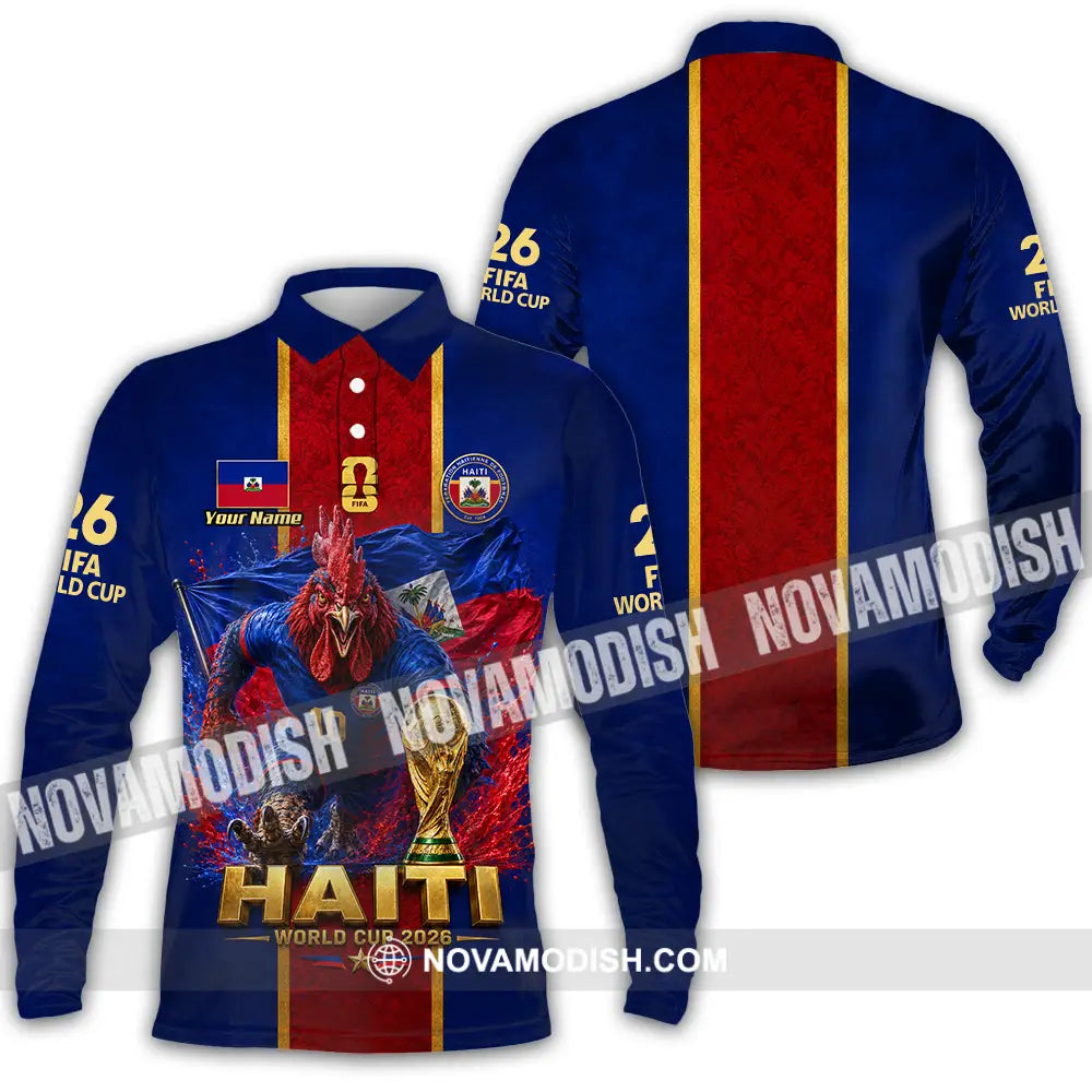 Unisex Shirt - Custom Haiti World Cup 2026 Shirt - Long Sleeve Polo / S - T-shirt