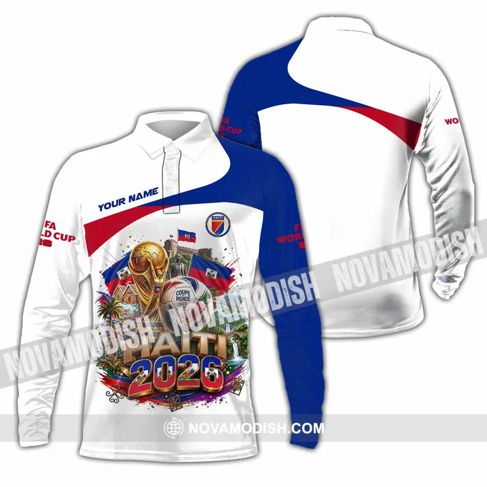 Unisex Shirt - Custom Haiti World Cup 2026 Shirt - Long Sleeve Polo / S - T-shirt