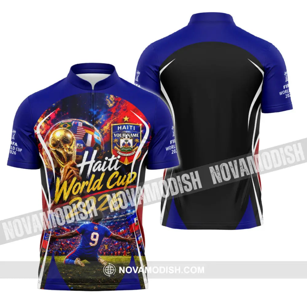 Unisex Shirt - Custom Haiti World Cup 2026 Shirt - Zipper Polo Shirt / S - T-shirt