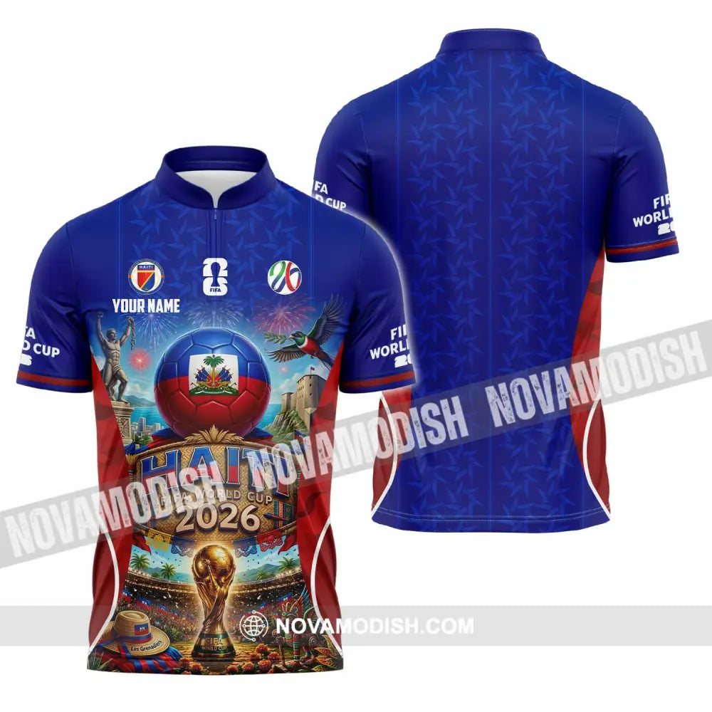 Unisex Shirt - Custom Haiti World Cup 2026 Shirt - Zipper Polo Shirt / S - T-shirt