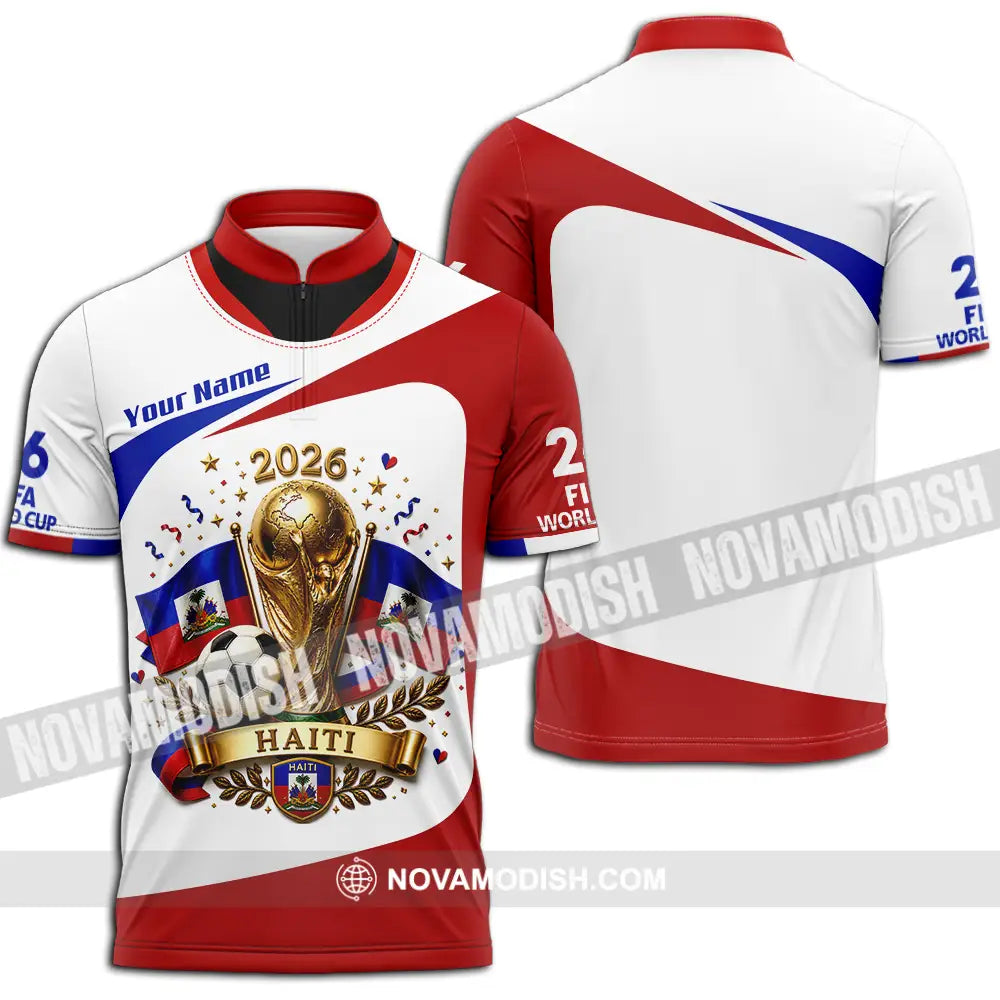 Unisex Shirt - Custom Haiti World Cup 2026 Shirt - Zipper Polo Shirt / S - T-shirt
