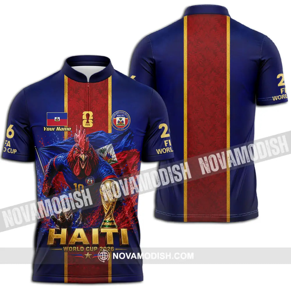 Unisex Shirt - Custom Haiti World Cup 2026 Shirt - Zipper Polo Shirt / S - T-shirt