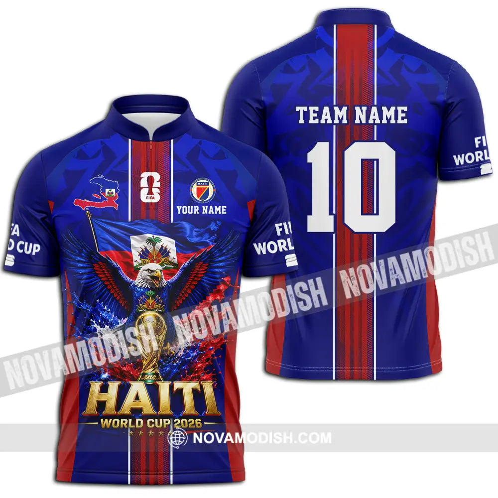 Unisex Shirt - Custom Haiti World Cup 2026 Shirt - Zipper Polo Shirt / S - T-shirt