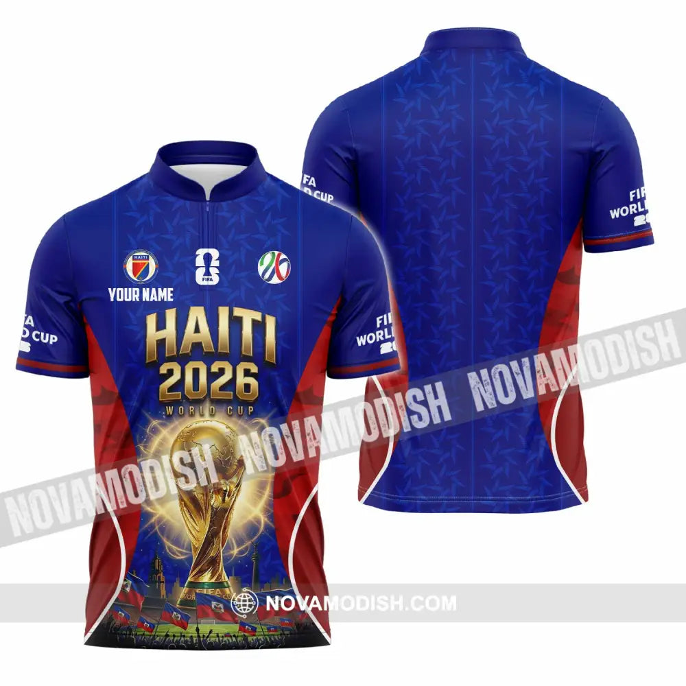 Unisex Shirt - Custom Haiti World Cup 2026 Shirt - Zipper Polo Shirt / S - T-shirt
