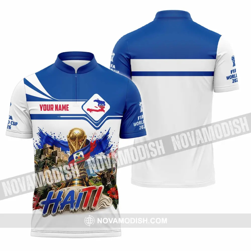 Unisex Shirt - Custom Haiti World Cup 2026 Shirt - Zipper Polo Shirt / S - T-shirt
