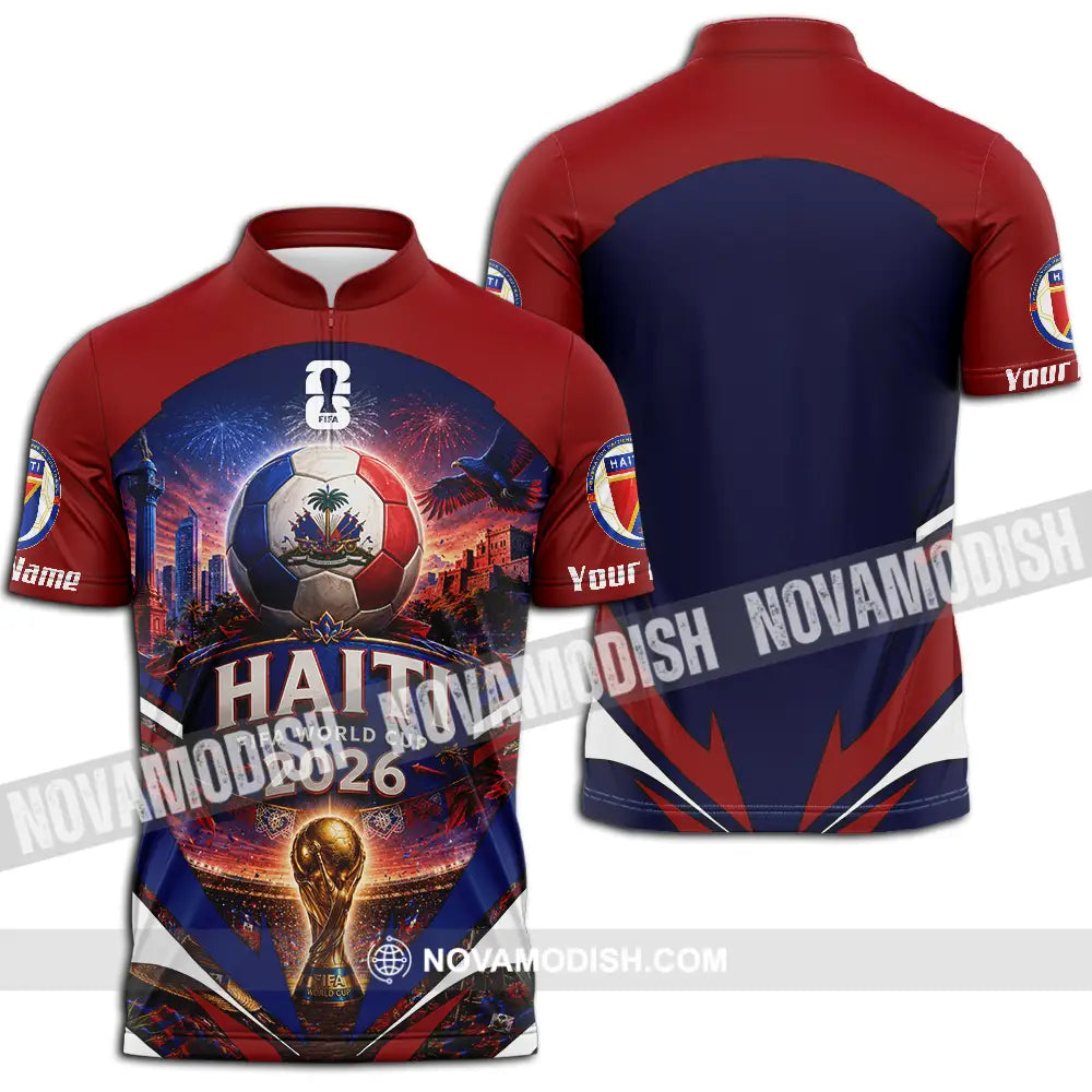 Unisex Shirt - Custom Haiti World Cup 2026 Shirt - Zipper Polo Shirt / S - T-shirt