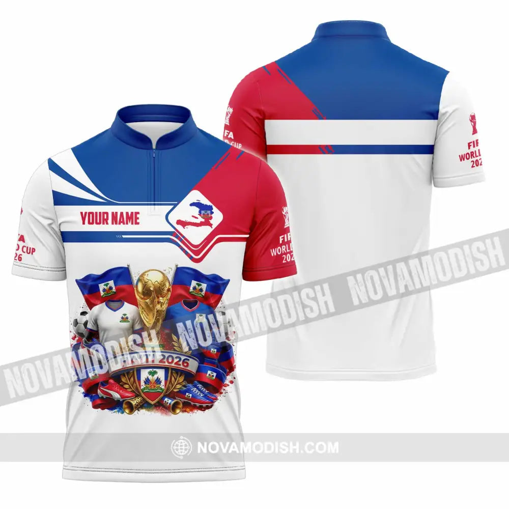 Unisex Shirt - Custom Haiti World Cup 2026 Shirt - Zipper Polo Shirt / S - T-shirt