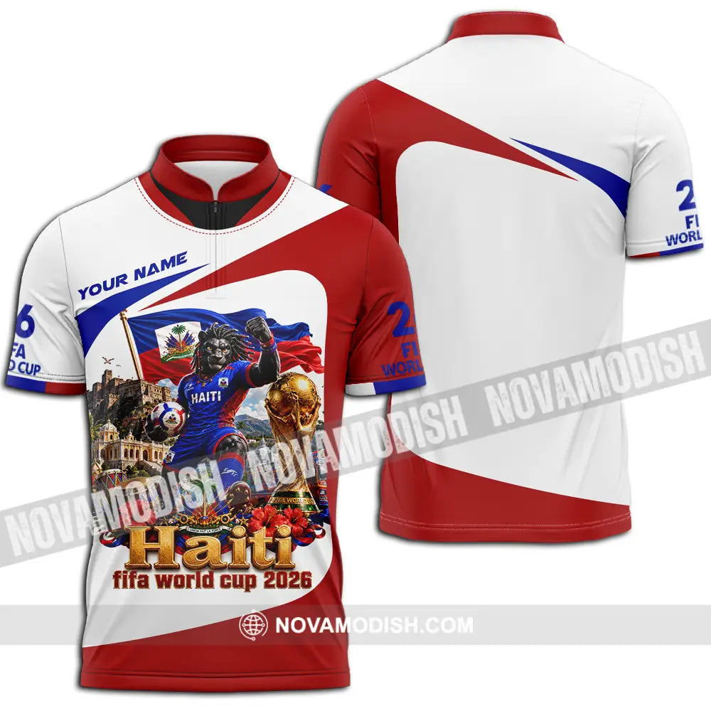 Unisex Shirt - Custom Haiti World Cup 2026 Shirt - Zipper Polo Shirt / S - T-shirt
