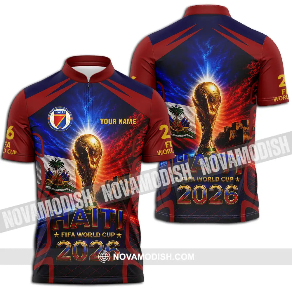 Unisex Shirt - Custom Haiti World Cup 2026 Shirt - Zipper Polo Shirt / S - T-shirt