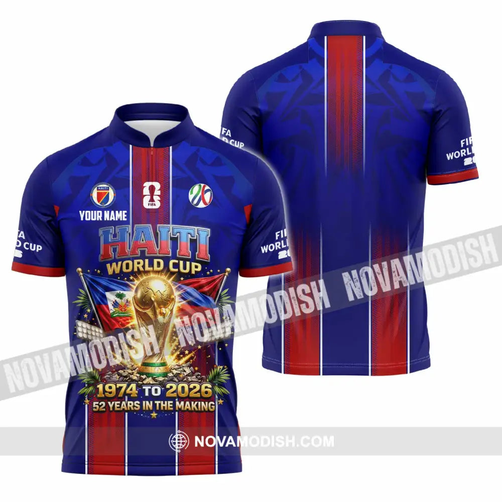 Unisex Shirt - Custom Haiti World Cup 2026 Shirt - Zipper Polo Shirt / S - T-shirt