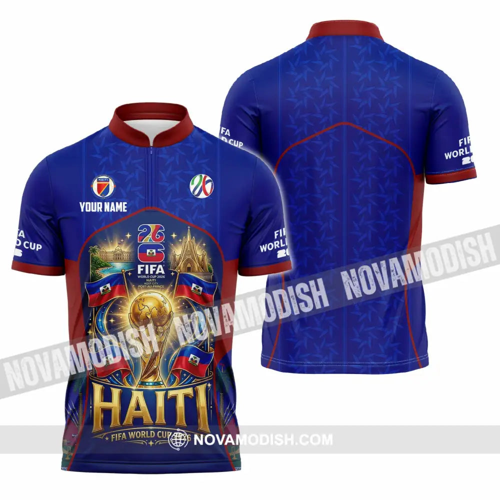 Unisex Shirt - Custom Haiti World Cup 2026 Shirt - Zipper Polo Shirt / S - T-shirt