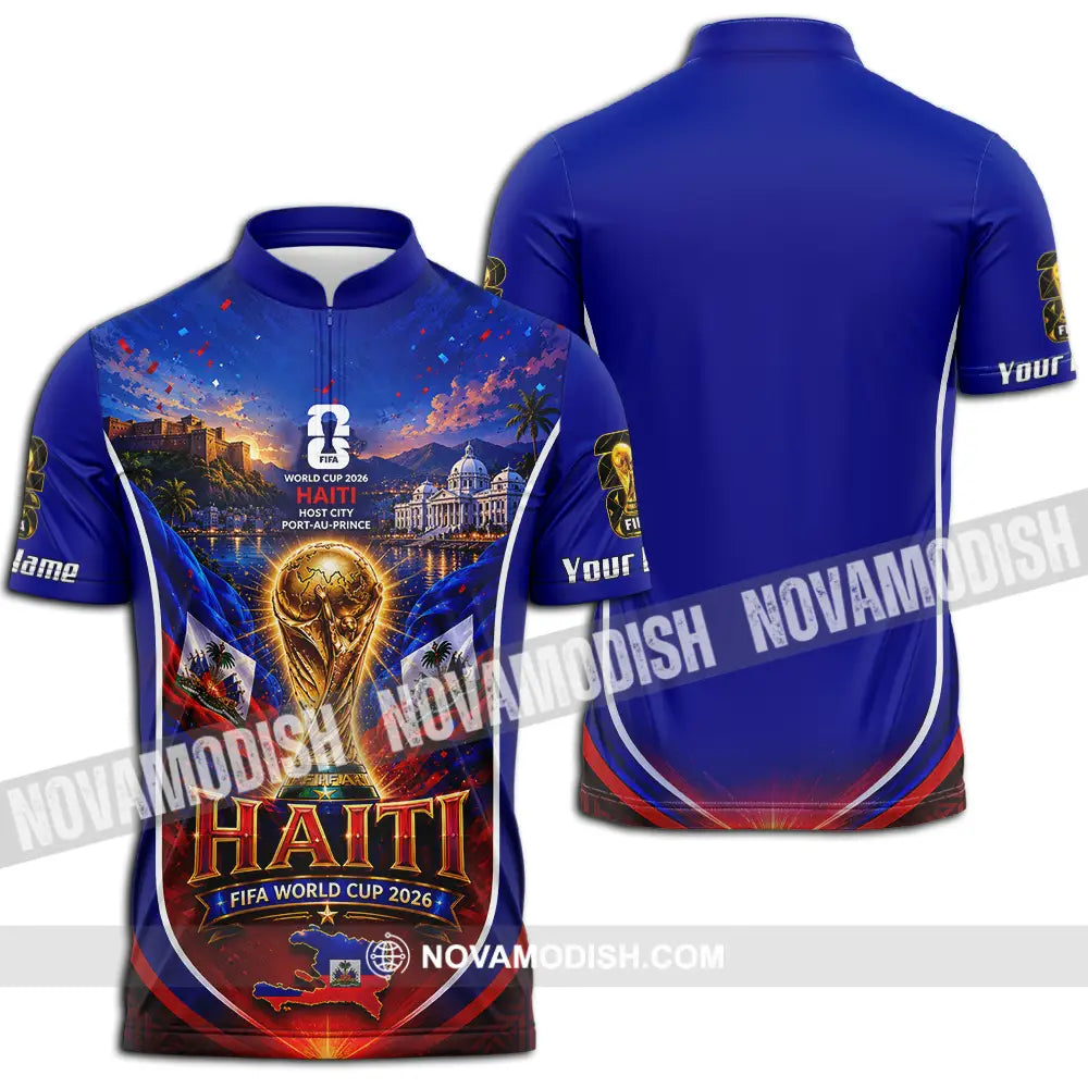Unisex Shirt - Custom Haiti World Cup 2026 Shirt - Zipper Polo Shirt / S - T-shirt