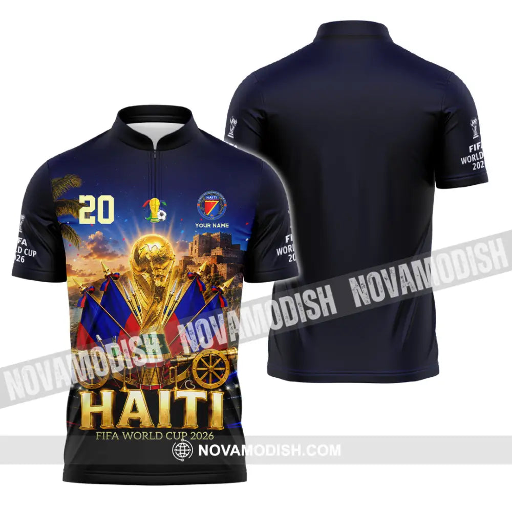 Unisex Shirt - Custom Haiti World Cup 2026 Shirt - Zipper Polo Shirt / S - T-shirt