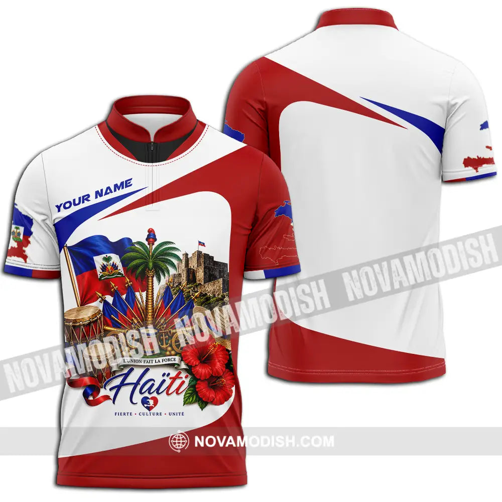 Unisex Shirt - Custom Haiti Shirt - Zipper Polo Shirt / S - T-shirt