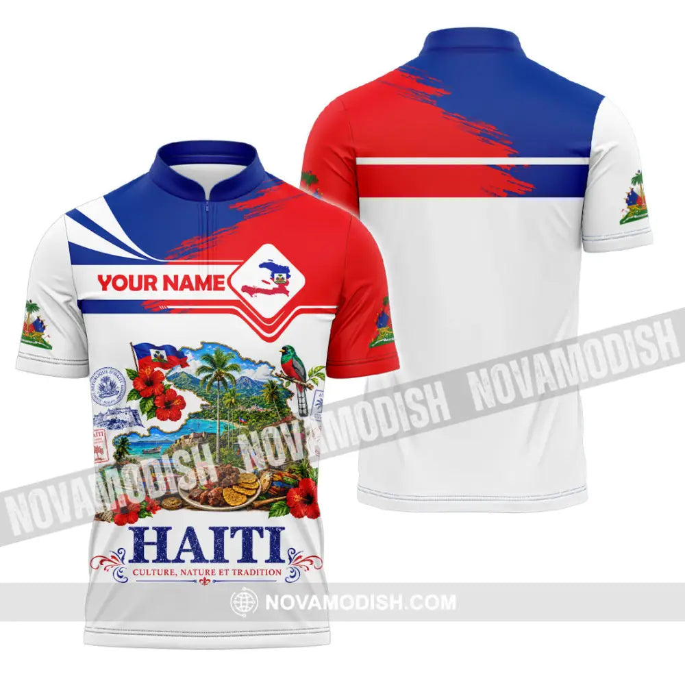 Unisex Shirt - Custom Haiti Shirt - Zipper Polo Shirt / S - T-shirt