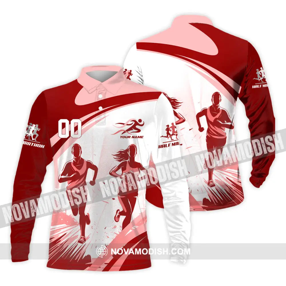 Unisex Shirt - Custom Half Marathon Run 3D Shirt Long Sleeve Polo / S T-shirt