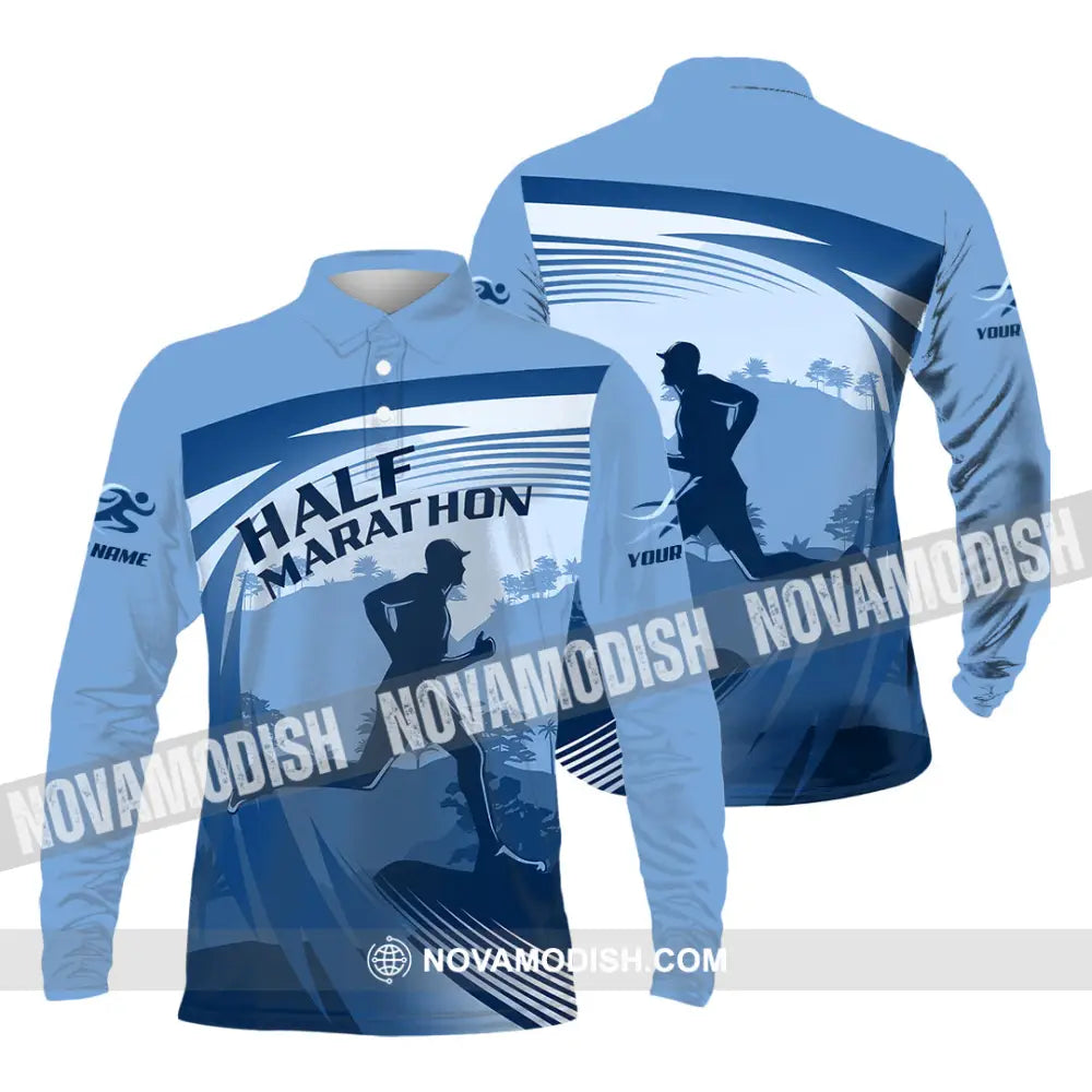 Unisex Shirt - Custom Half Marathon Run 3D Shirt Long Sleeve Polo / S T-shirt