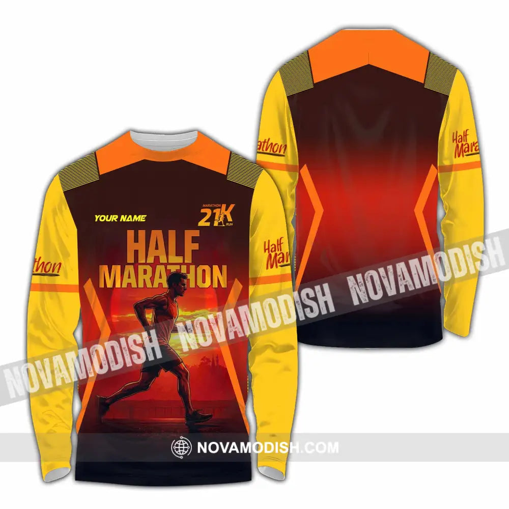 Unisex Shirt - Custom Half Marathon Run 3D Shirt Long Sleeve Shirt / S T-shirt