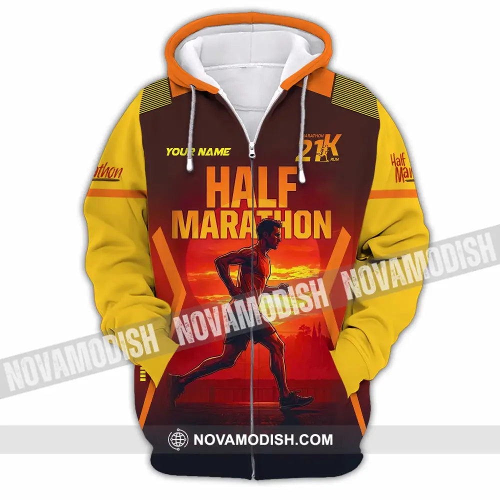 Unisex Shirt - Custom Half Marathon Run 3D Shirt Zipper Hoodie / S T-shirt
