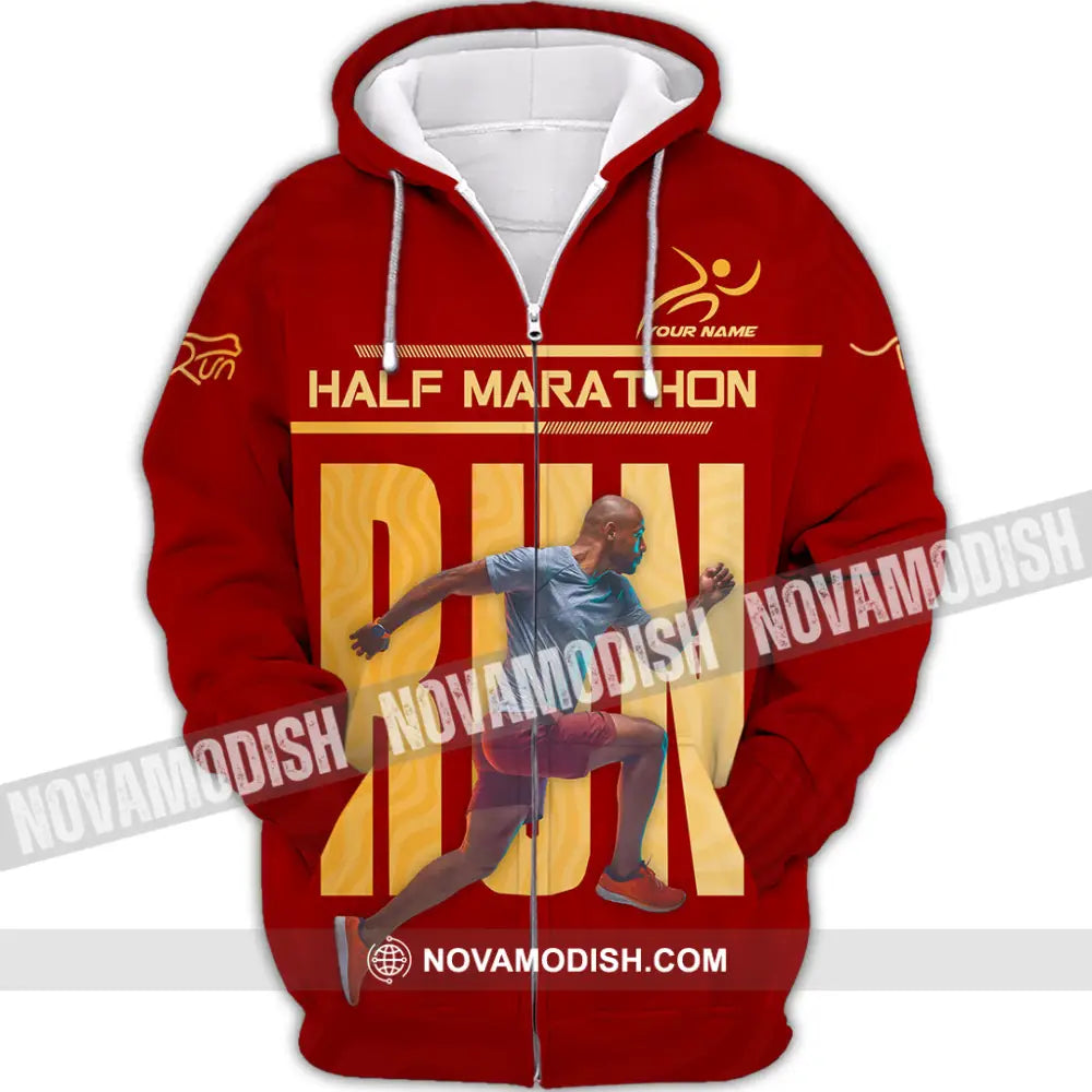 Unisex Shirt - Custom Half Marathon Run 3D Shirt Zipper Hoodie / S T-shirt