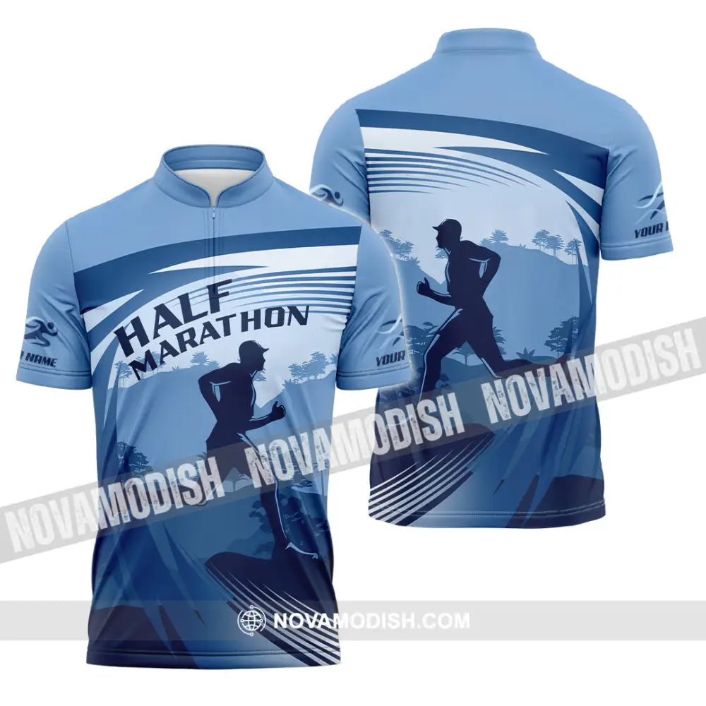 Unisex Shirt - Custom Half Marathon Run 3D Shirt Zipper Polo Shirt / S T-shirt