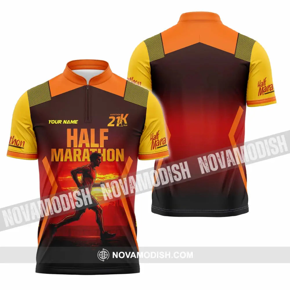 Unisex Shirt - Custom Half Marathon Run 3D Shirt Zipper Polo Shirt / S T-shirt