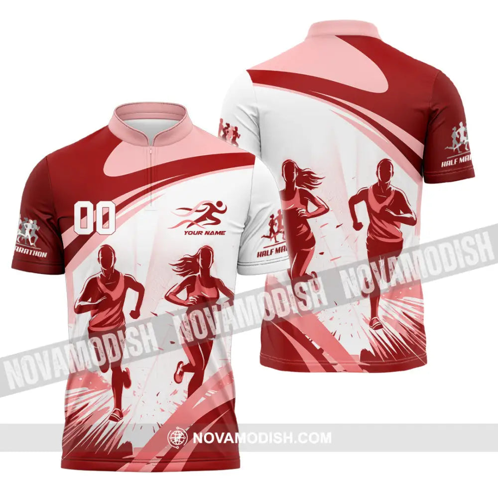Unisex Shirt - Custom Half Marathon Run 3D Shirt Zipper Polo Shirt / S T-shirt