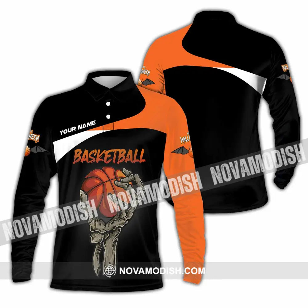 Unisex Shirt - Custom Halloween Basketball Sport Shirt Long Sleeve Polo / S T-shirt