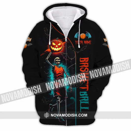 Unisex Shirt - Custom Halloween Basketball Sport Shirt Zipper Hoodie / S T-shirt