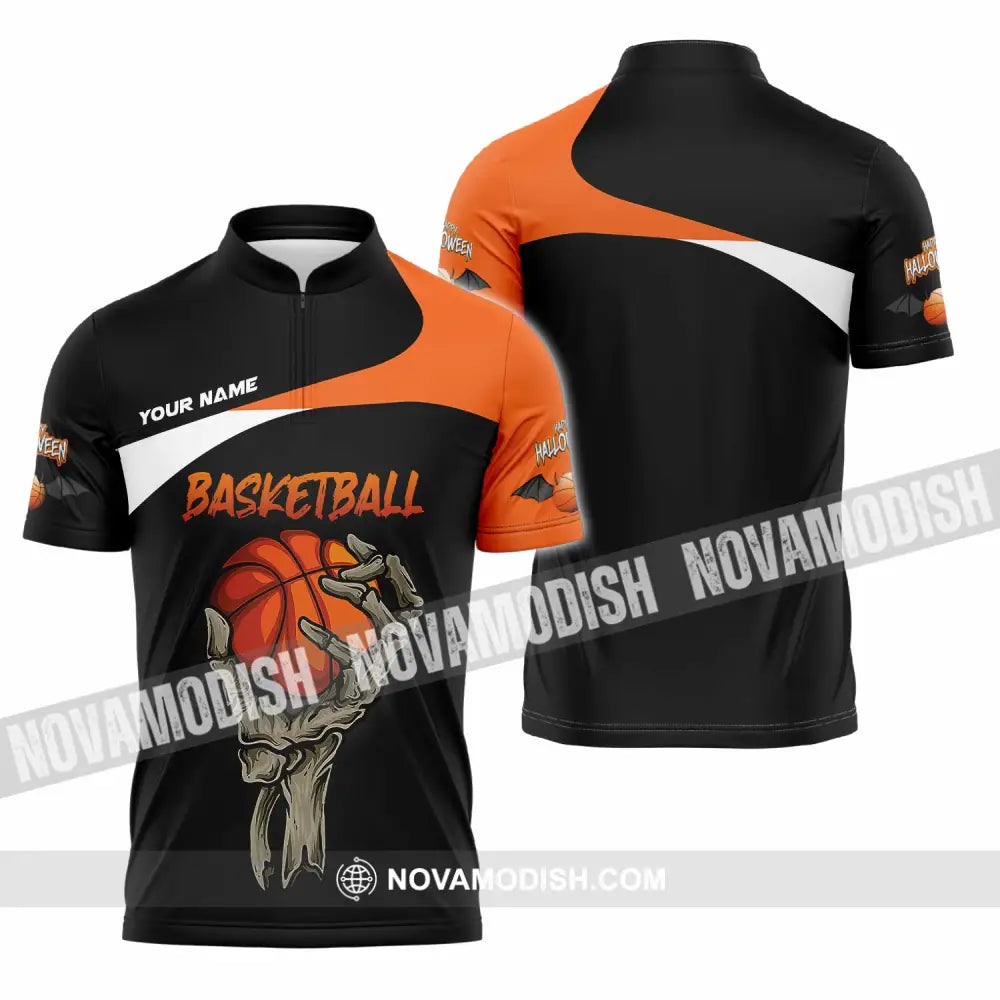Unisex Shirt - Custom Halloween Basketball Sport Shirt Zipper Polo Shirt / S T-shirt