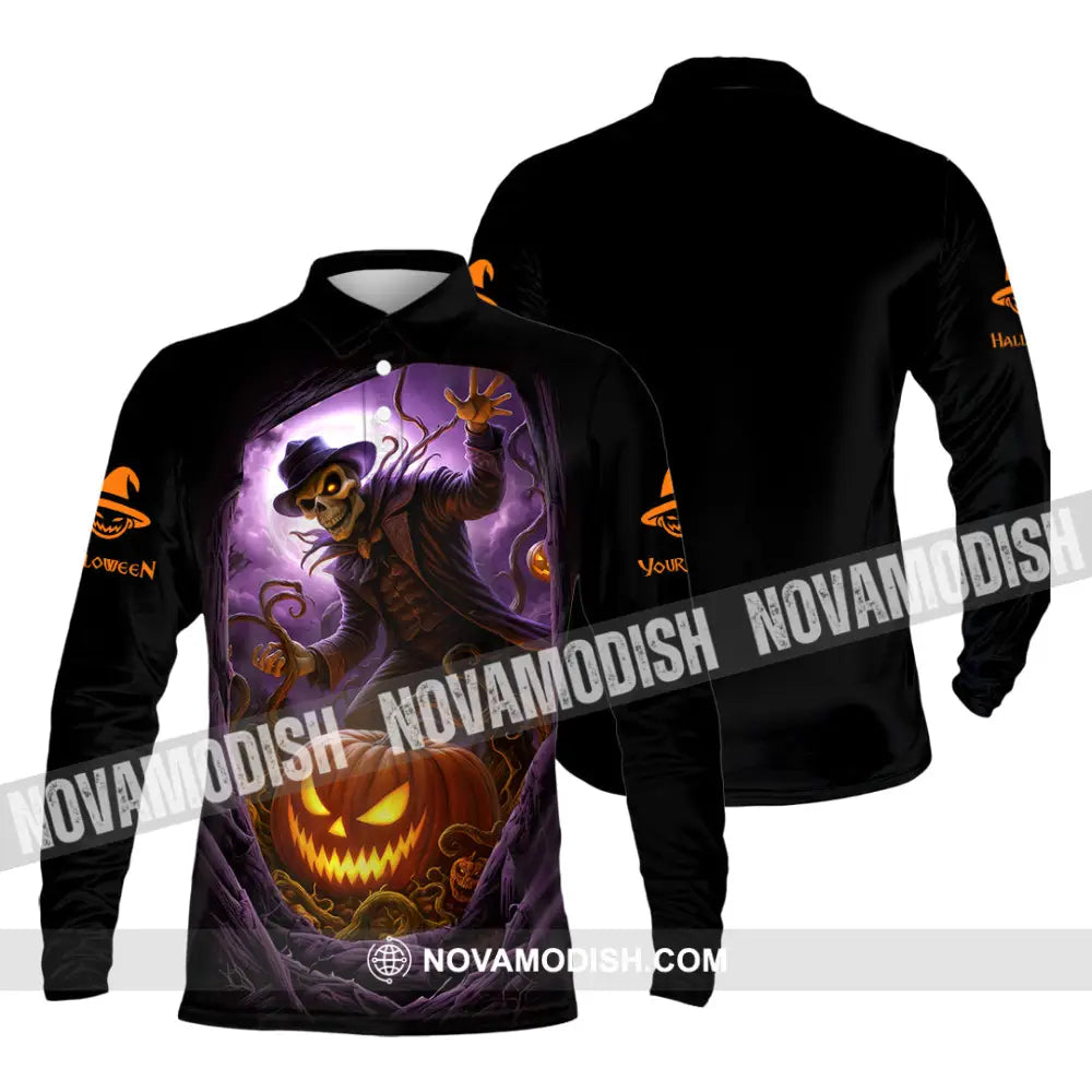 Unisex Shirt - Custom Halloween Design Shirt Long Sleeve Polo / S T-shirt