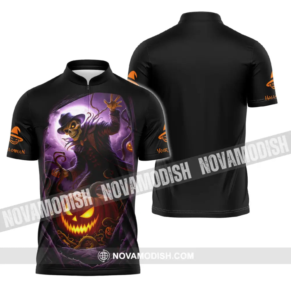 Unisex Shirt - Custom Halloween Design Shirt Zipper Polo Shirt / S T-shirt